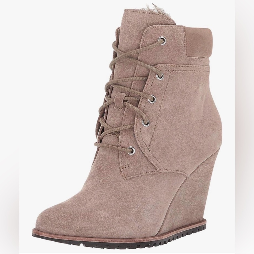 Dolce Vita Gibbs Dark Taupe Suede Wedge Booties